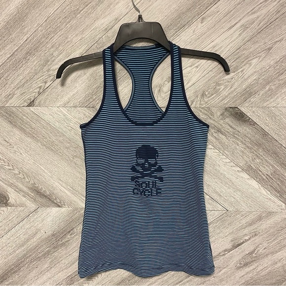 Lululemon | SOULCYCLE Cool Racerback In Hyper Stripe Blue Moon / Inkwell Size 8 - Picture 2 of 8